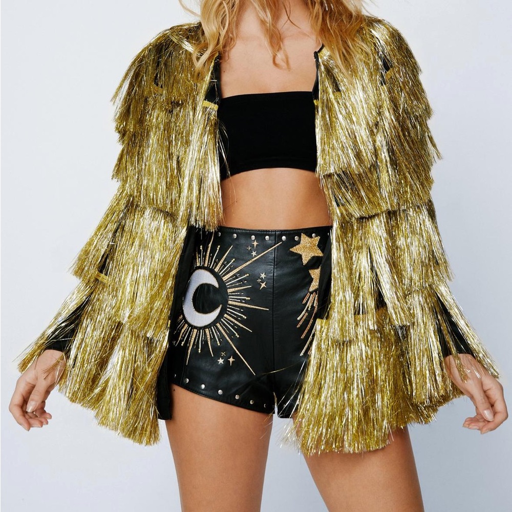 Metallic Tiered Fringe Jack. NWT Nasty Gal size 2 (small) Taylor Swift